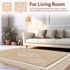 Elegant White Scrollwork Cream Rug