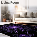 Vibrant Purple Starburst Mandala Rug