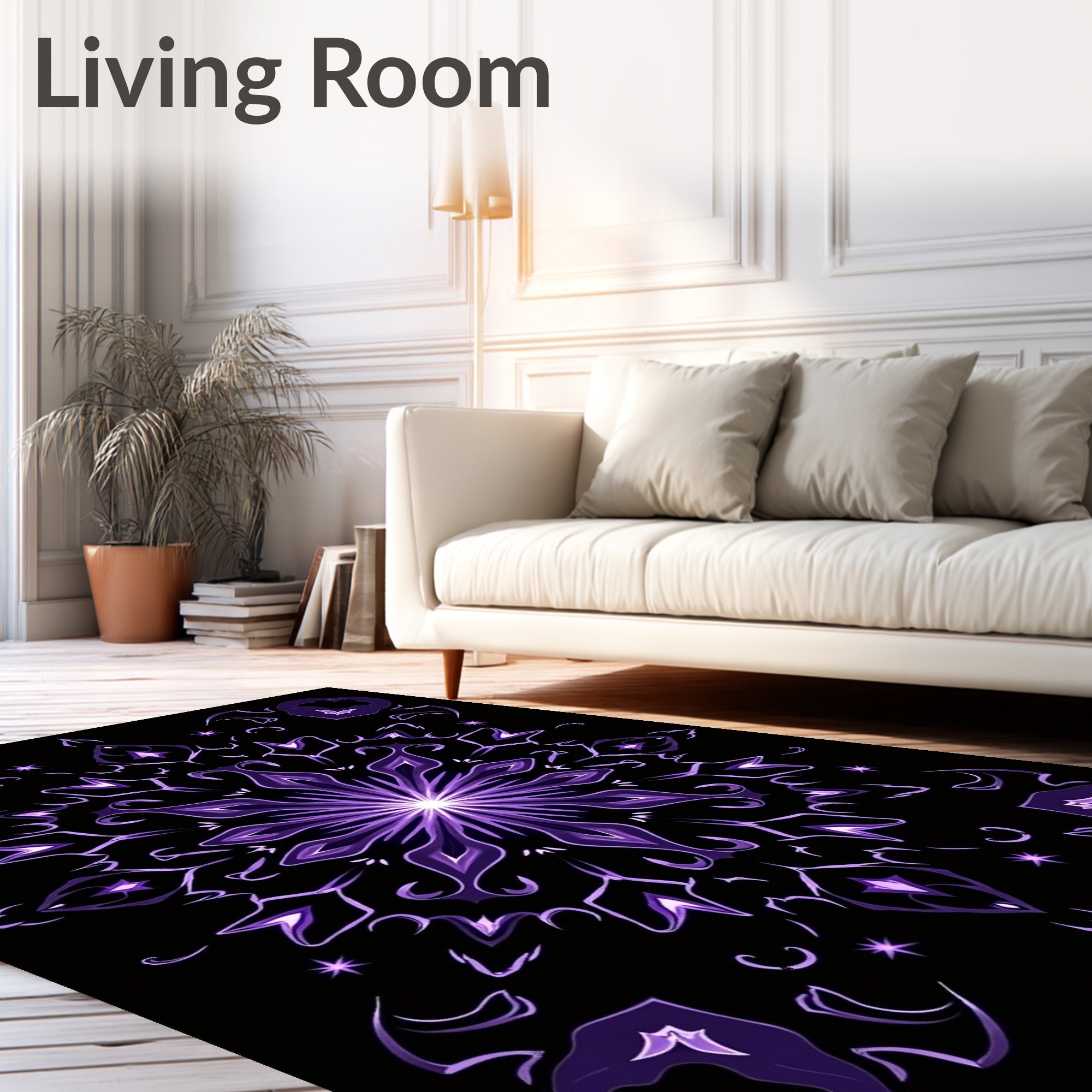 Vibrant Purple Starburst Mandala Rug