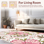 Pink Floral Swirls Botanical Pattern Rug