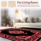 Bold Black Red Floral Medallion Rug