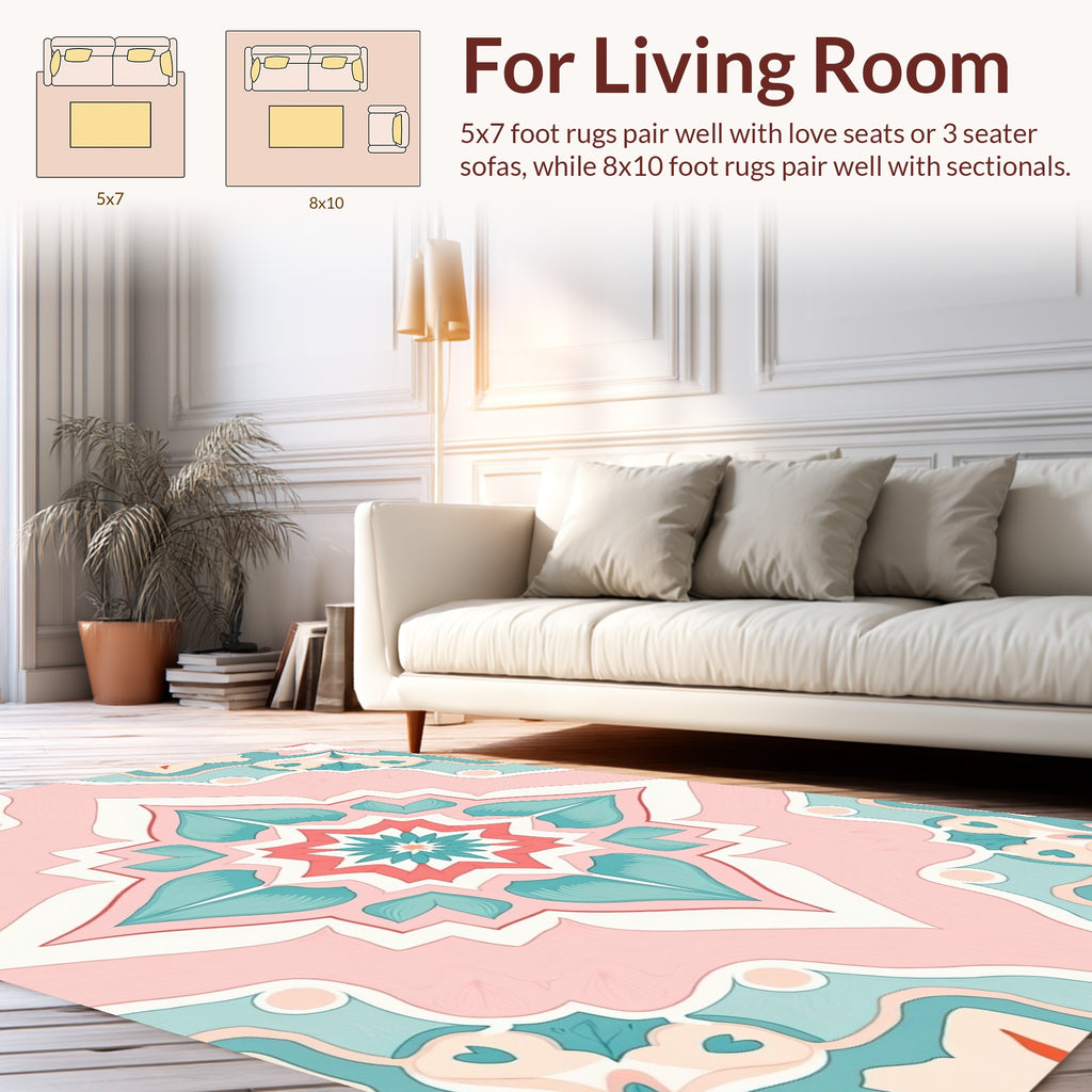 Pastel Floral Medallion Pattern Rug