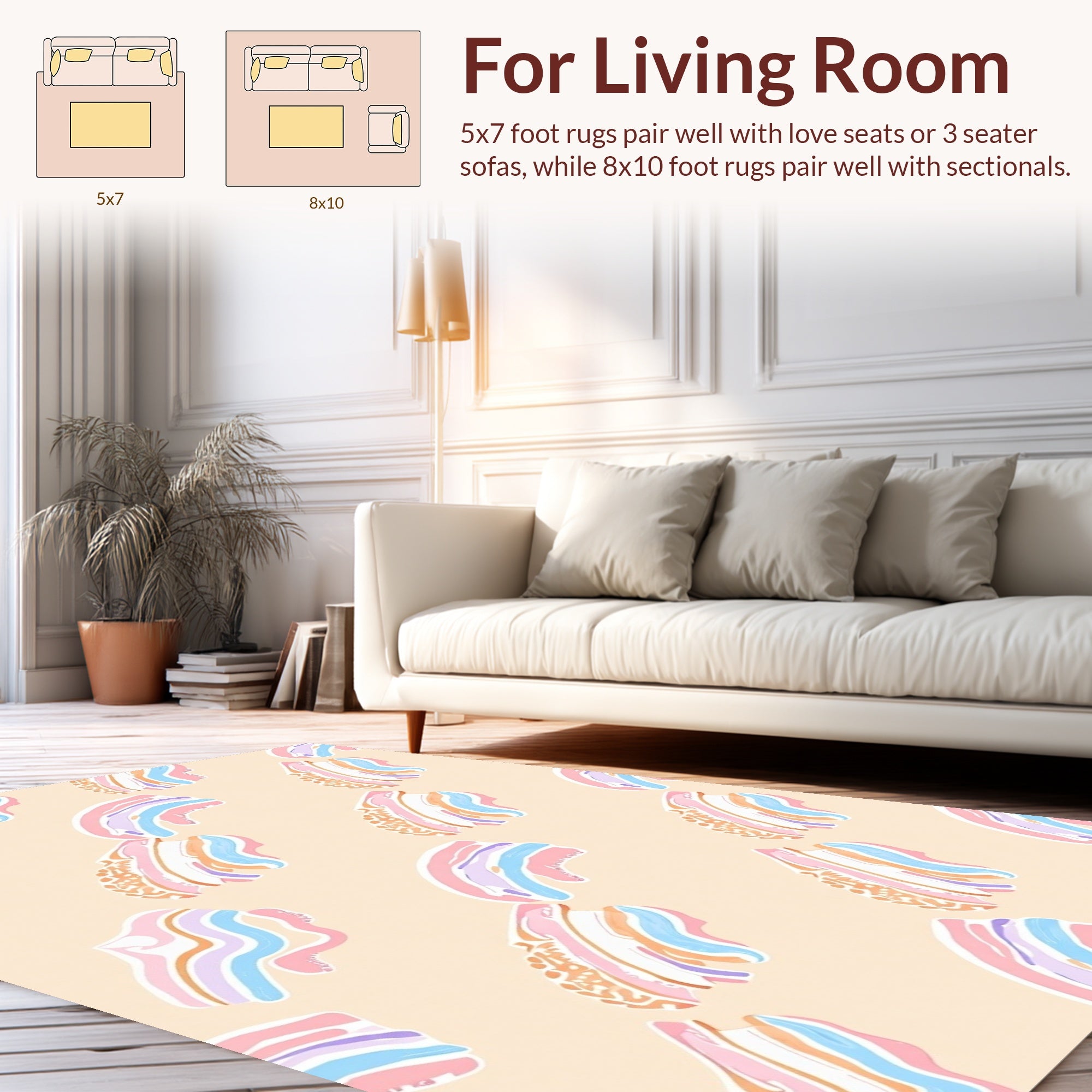 Pastel Striped Abstract Print Rug