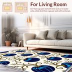 Deep Blue Pumpkin Vine Pattern Rug