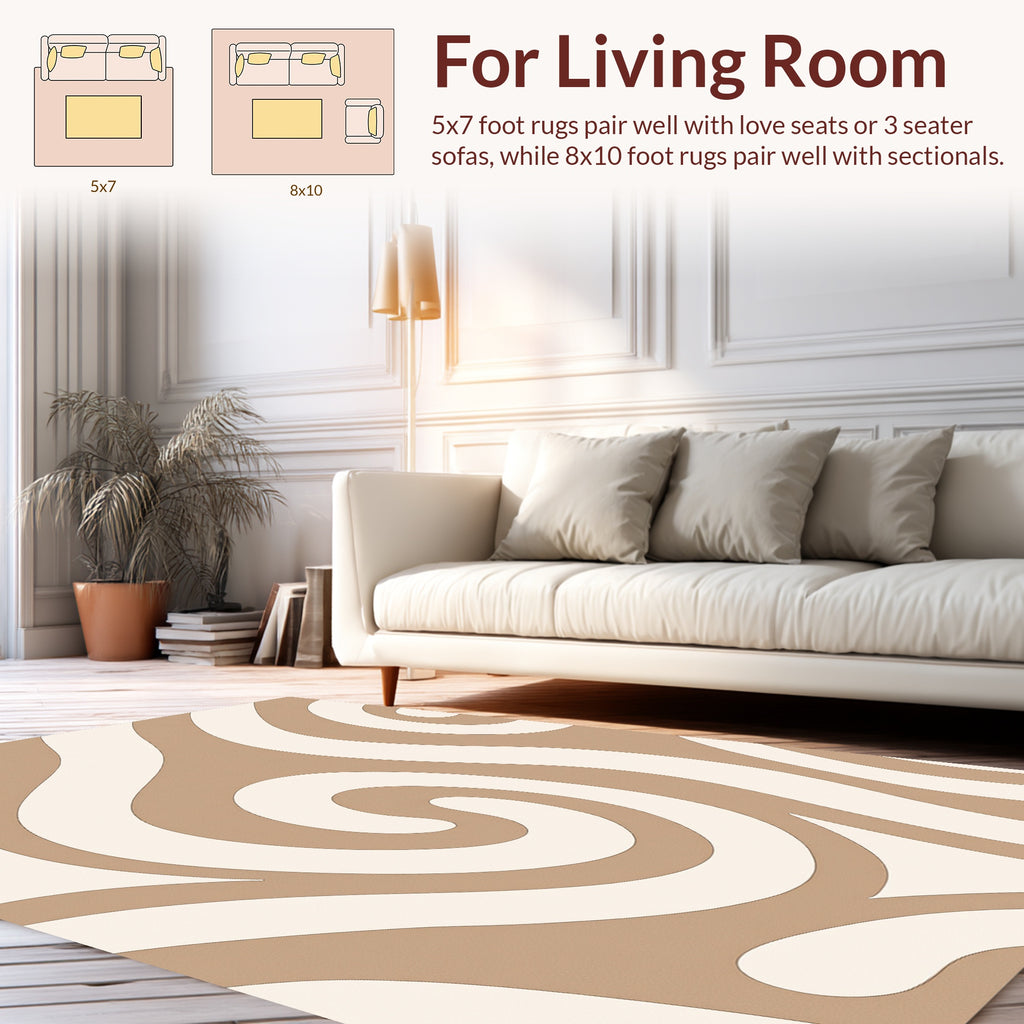 Swirls Pattern Warm Tones Art Rug