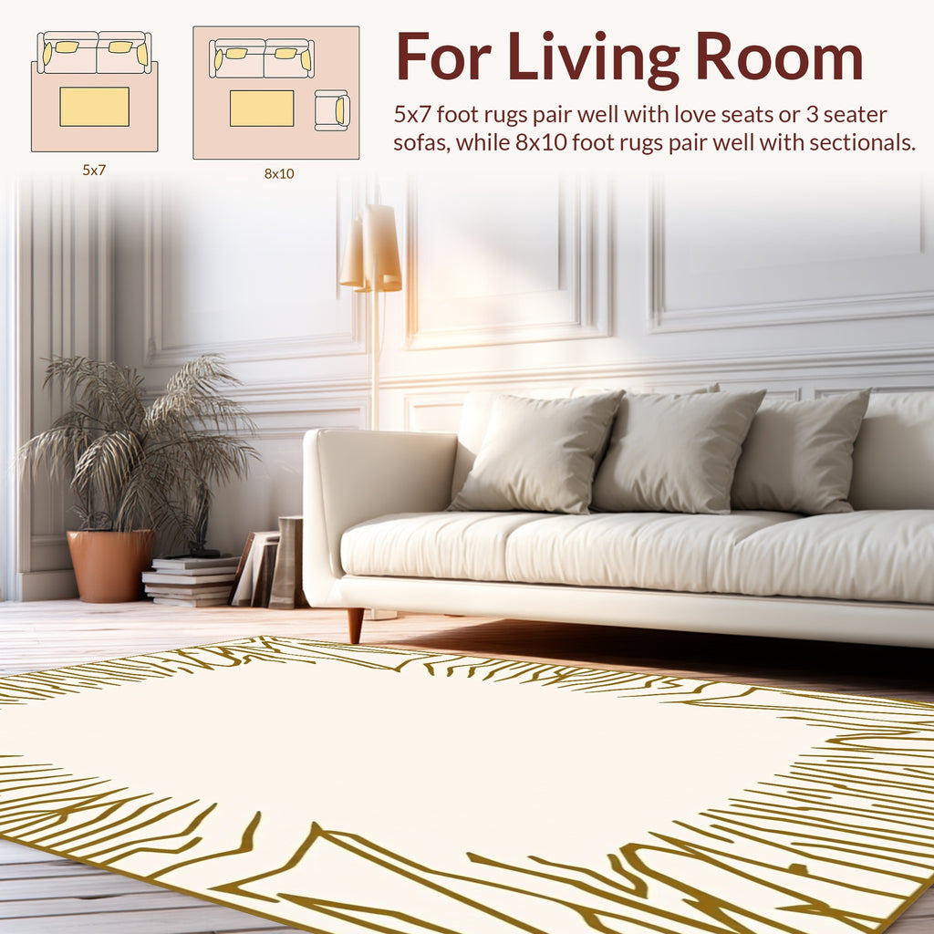 Abstract Organic Gold Border Rug