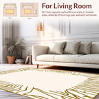 Abstract Organic Gold Border Rug
