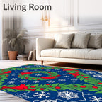Red Cardinal Snowy Winter Wreath Rug