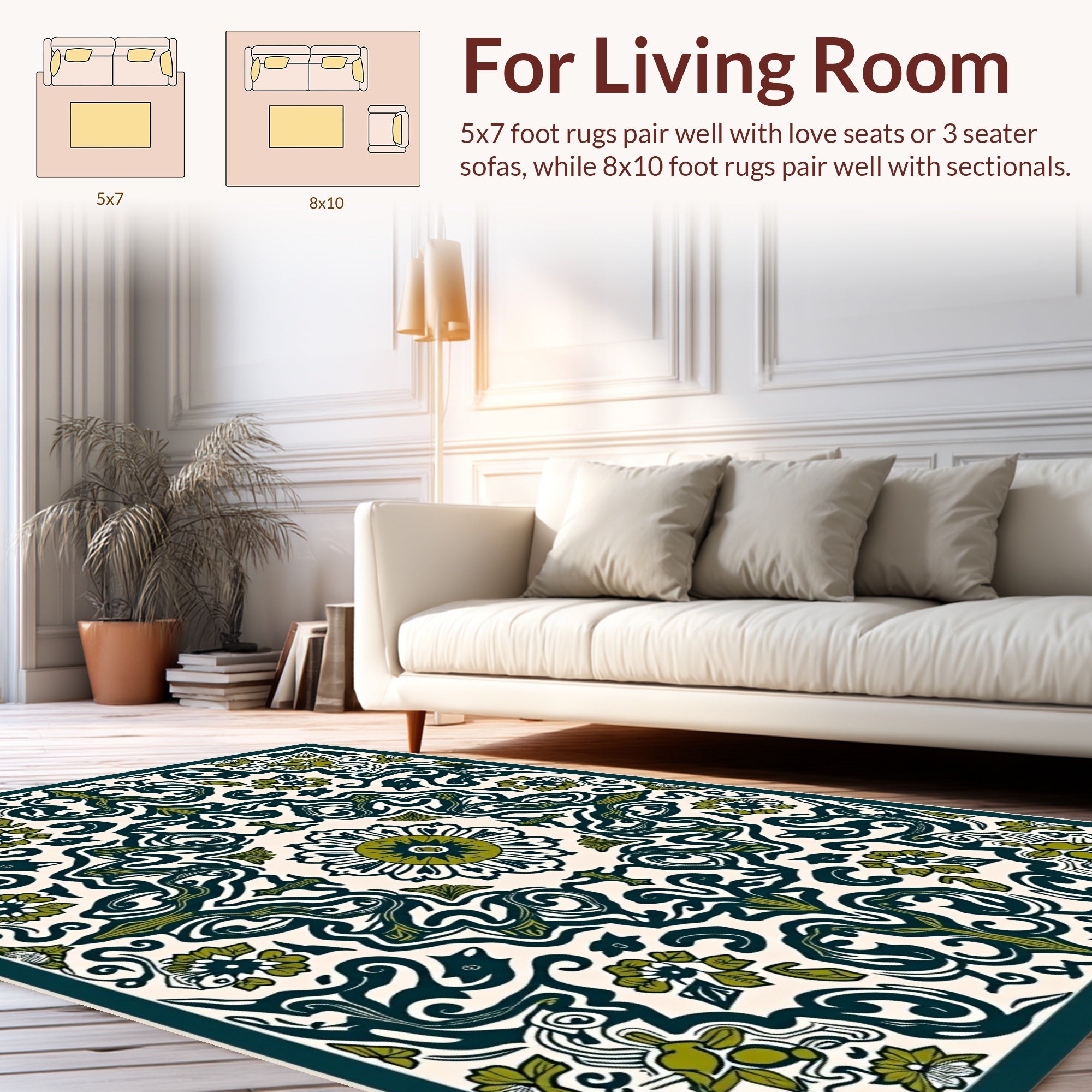 Vintage Floral Swirl Pattern Rug