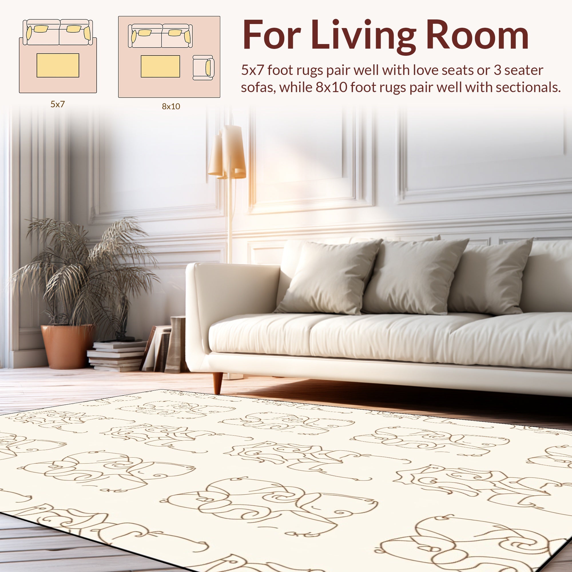 Abstract Scrolls Faces Pattern Design Rug
