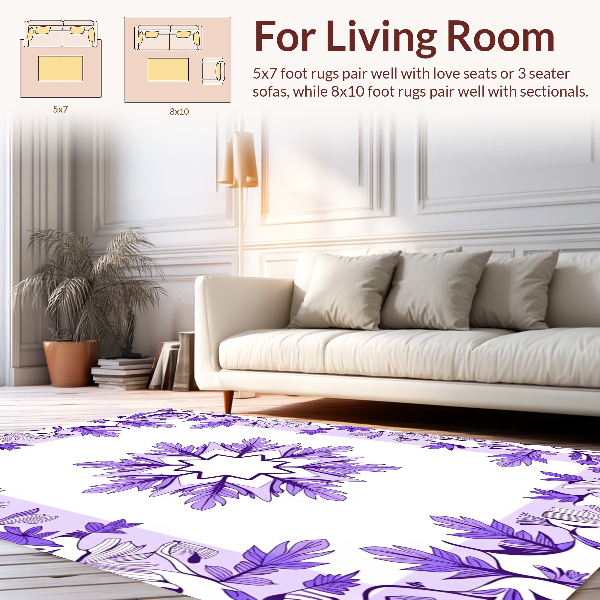 Purple Floral Mandala Pattern Rug