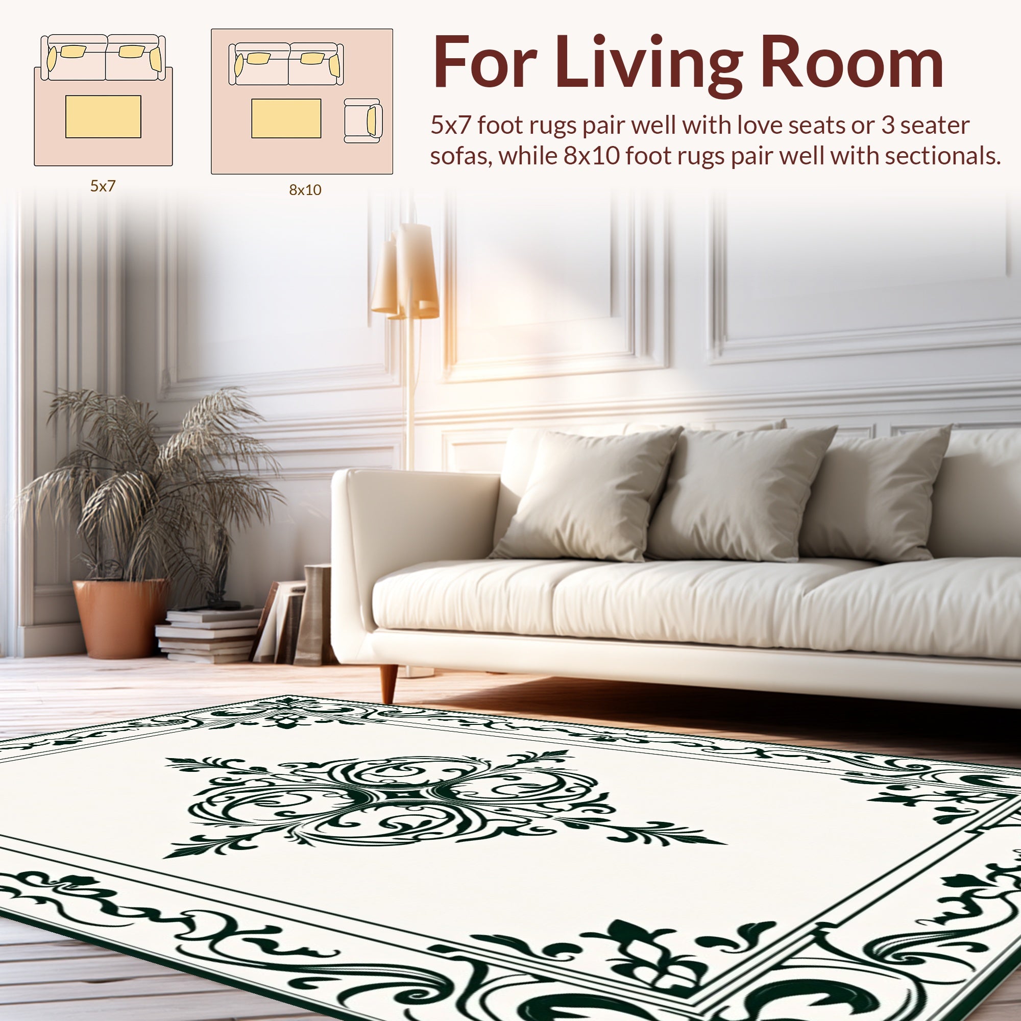 Classic Floral Scrollwork Design Rug