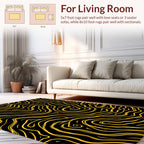 Bold Yellow Swirl Flow Rug