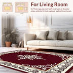 Elegant Cream Maroon Scrollwork Design Rug