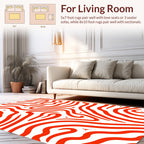 Bold Red Wavy Stripe Pattern Rug