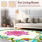 Ornate Floral Frame With Pink Centerpiece Rug