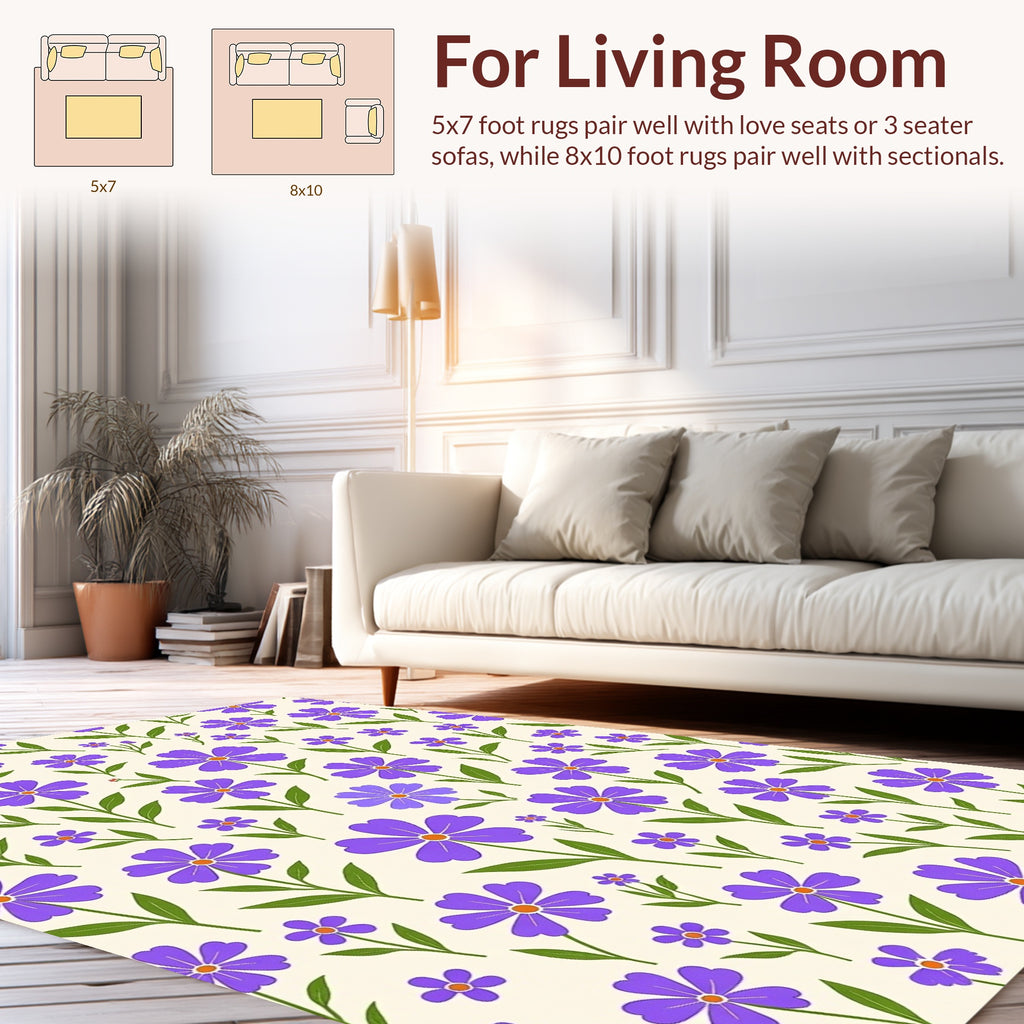 Retro Purple Floral Pattern Rug