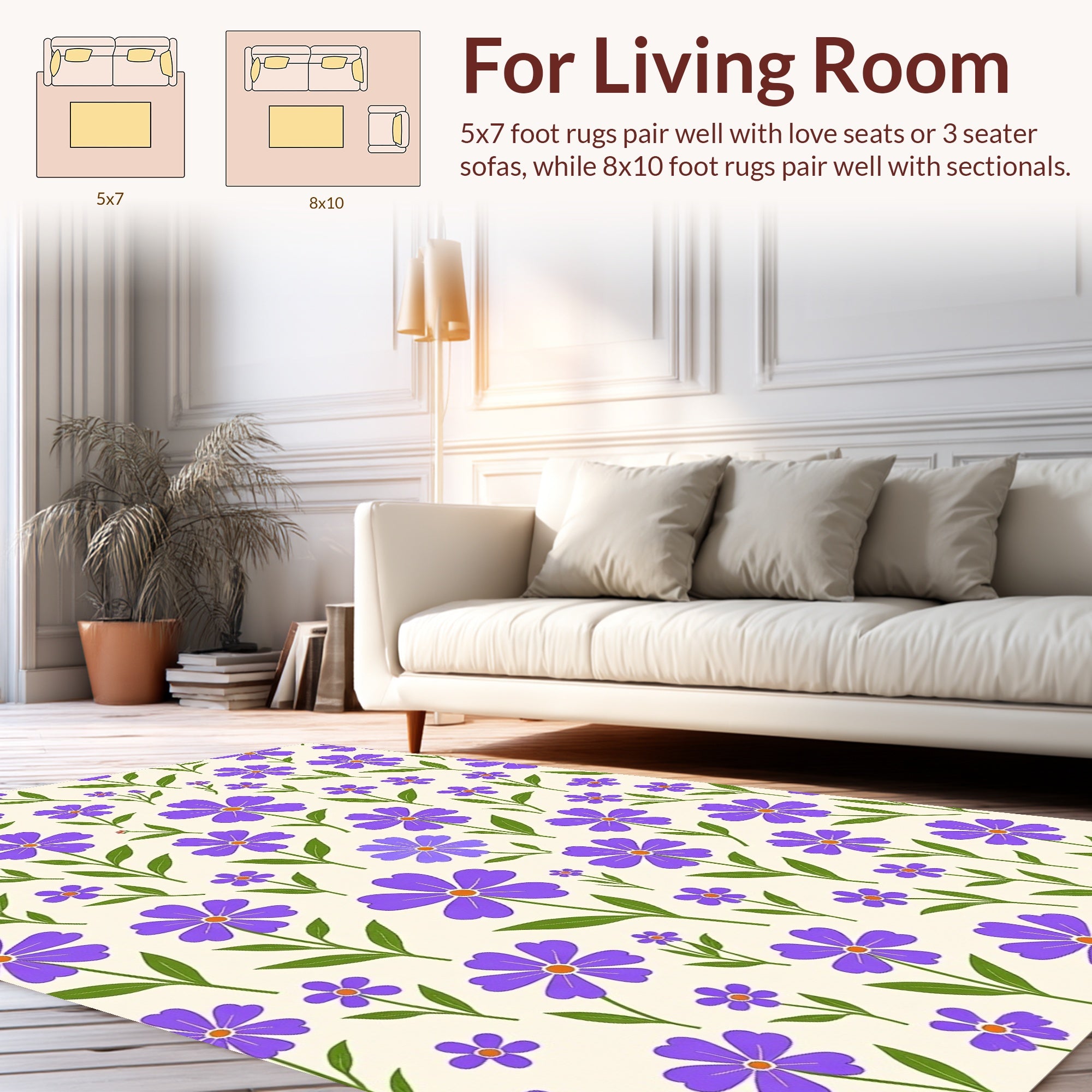 Retro Purple Floral Pattern Rug