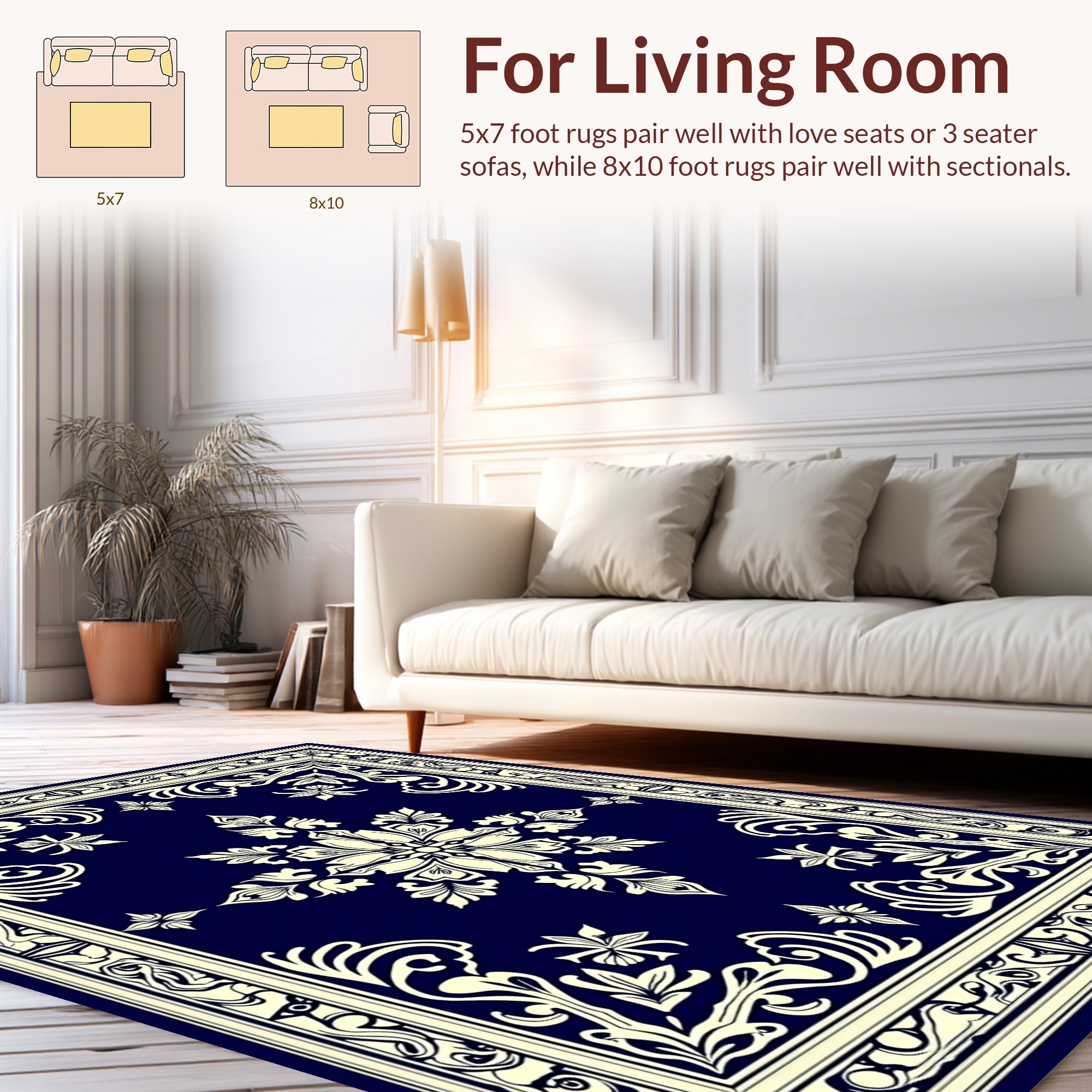 Ornate Floral Medallion Border Design Rug