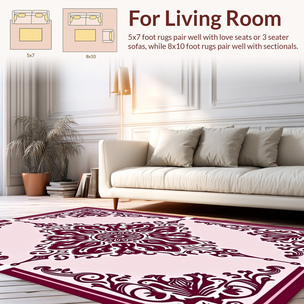 Elegant Paisley Floral Medallion Pattern Rug