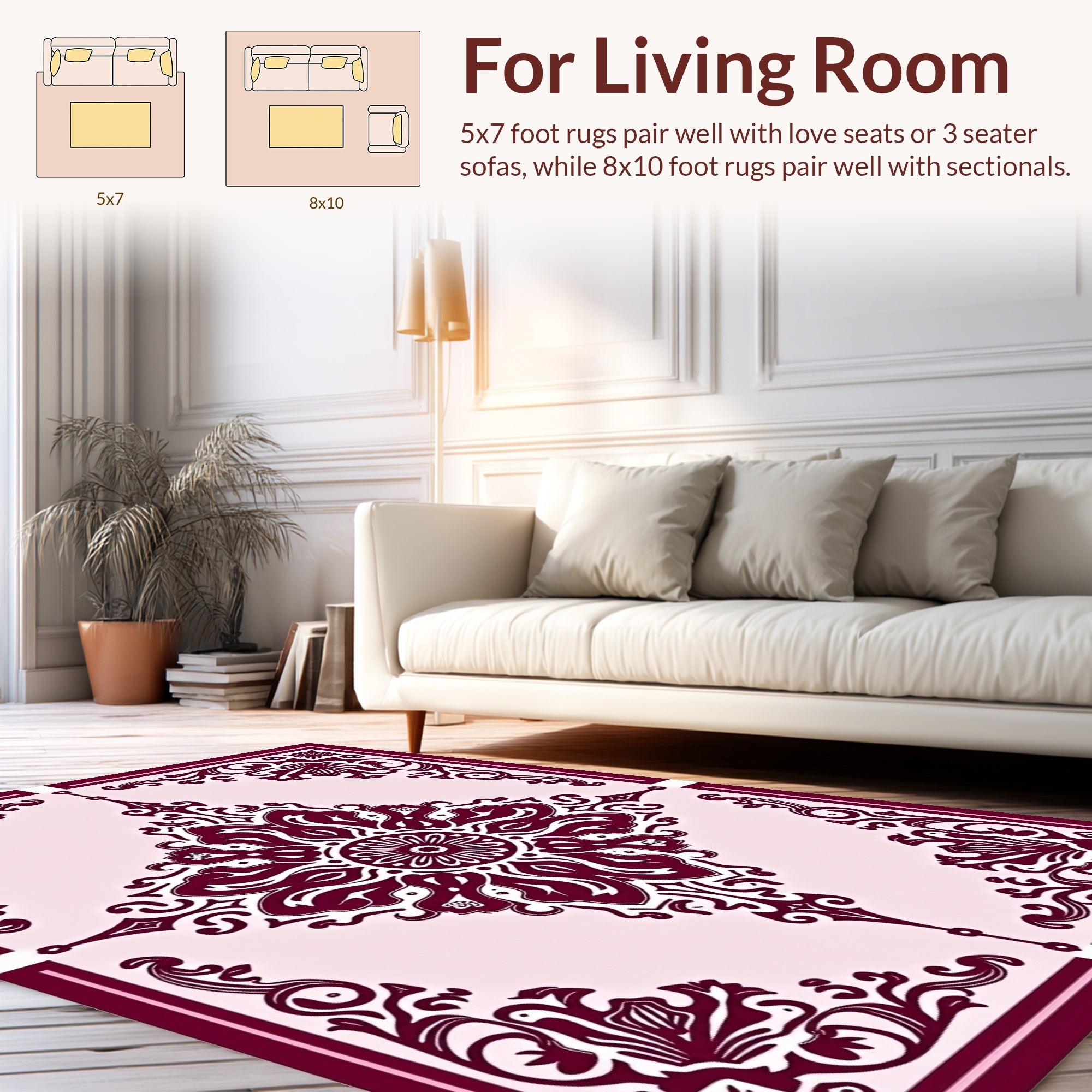 Elegant Paisley Floral Medallion Pattern Rug
