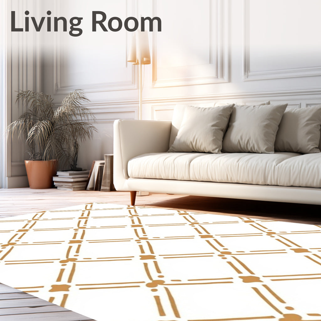 Caramel Lattice Geometric Pattern Rug