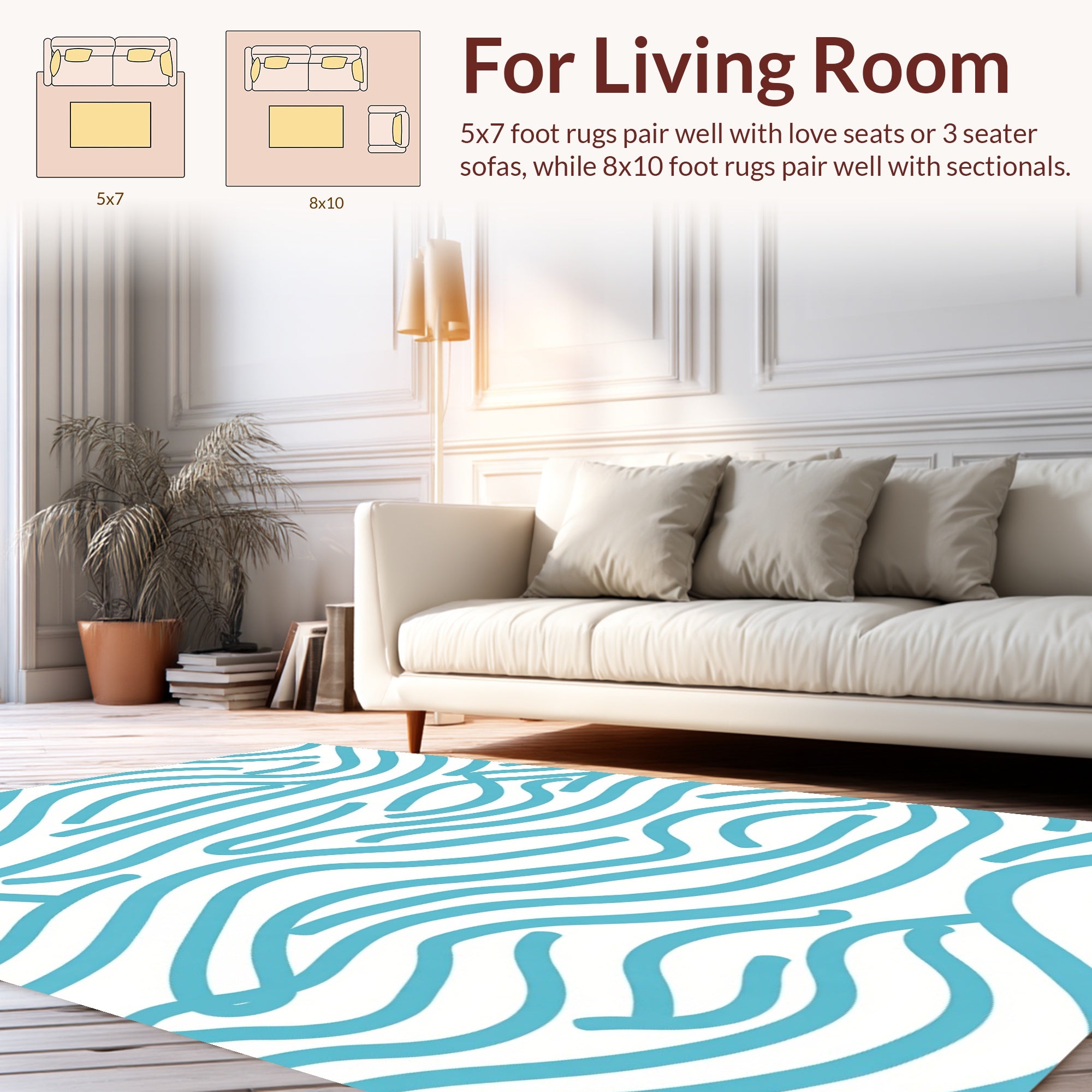 Abstract Blue Wave Pattern Design Rug