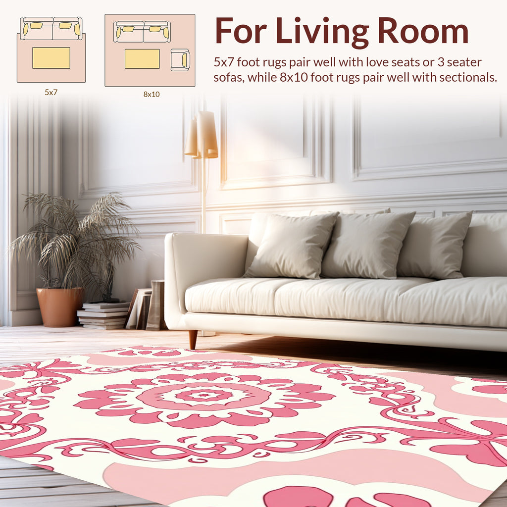 Pink Floral Medallion Pattern Rug