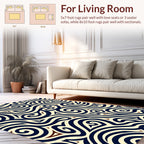 Navy Swirls Triangles Organic Design Rug