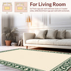Elegant Green Floral Border Rug
