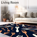 Orange White Fork Scattered Stars Rug