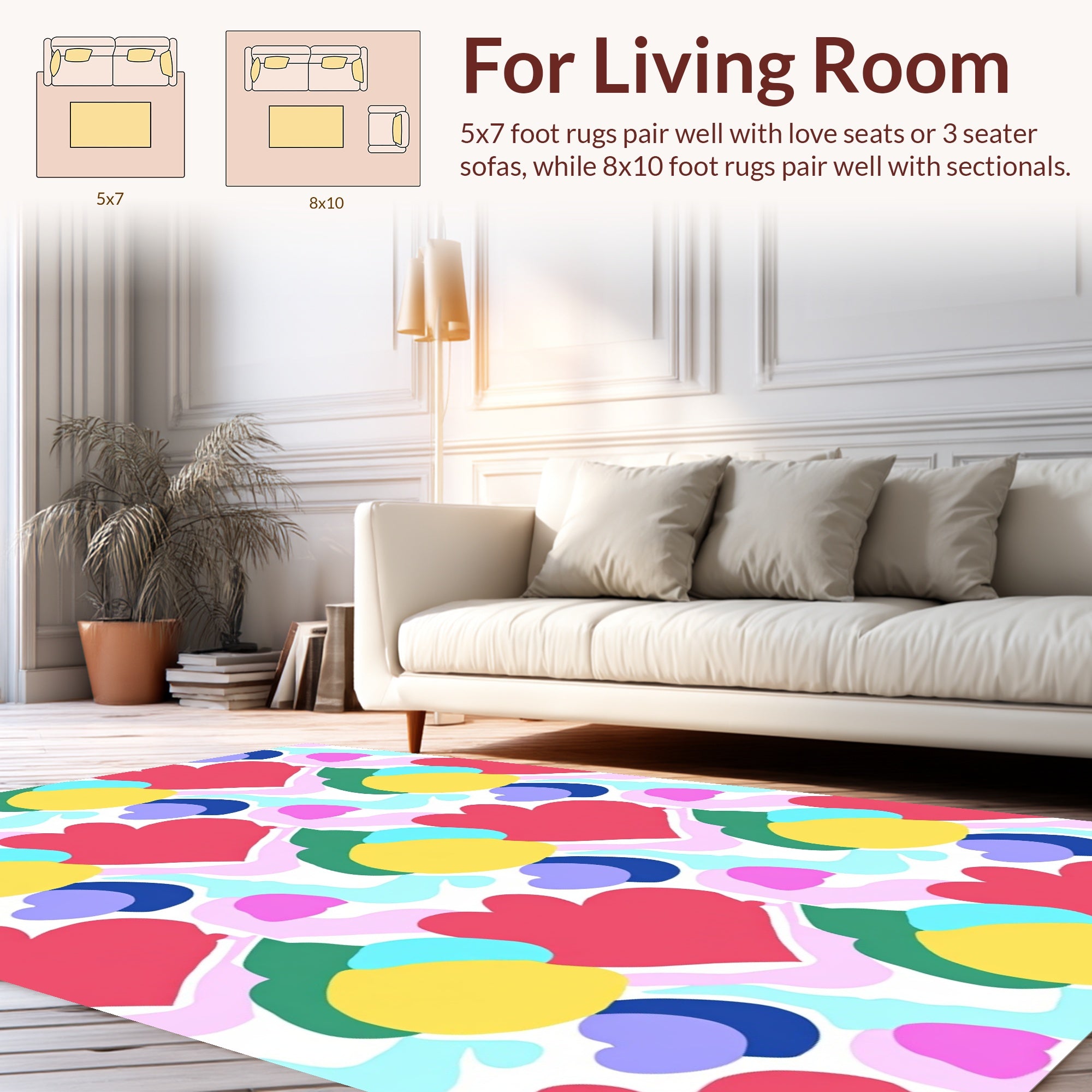 Abstract Hearts Shapes Pattern Rug