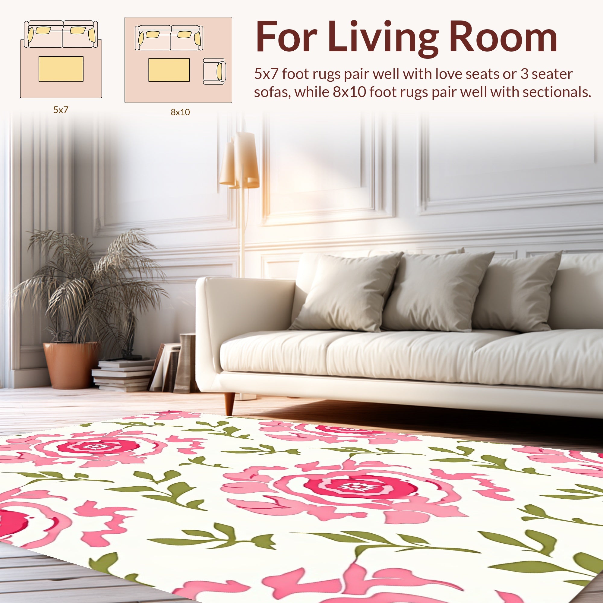 Bold Pink Floral Pattern Rug