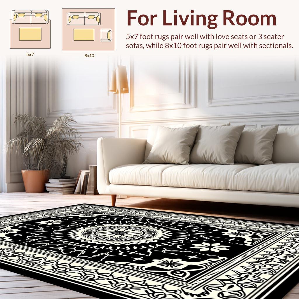 Intricate Mandala Border Design Rug
