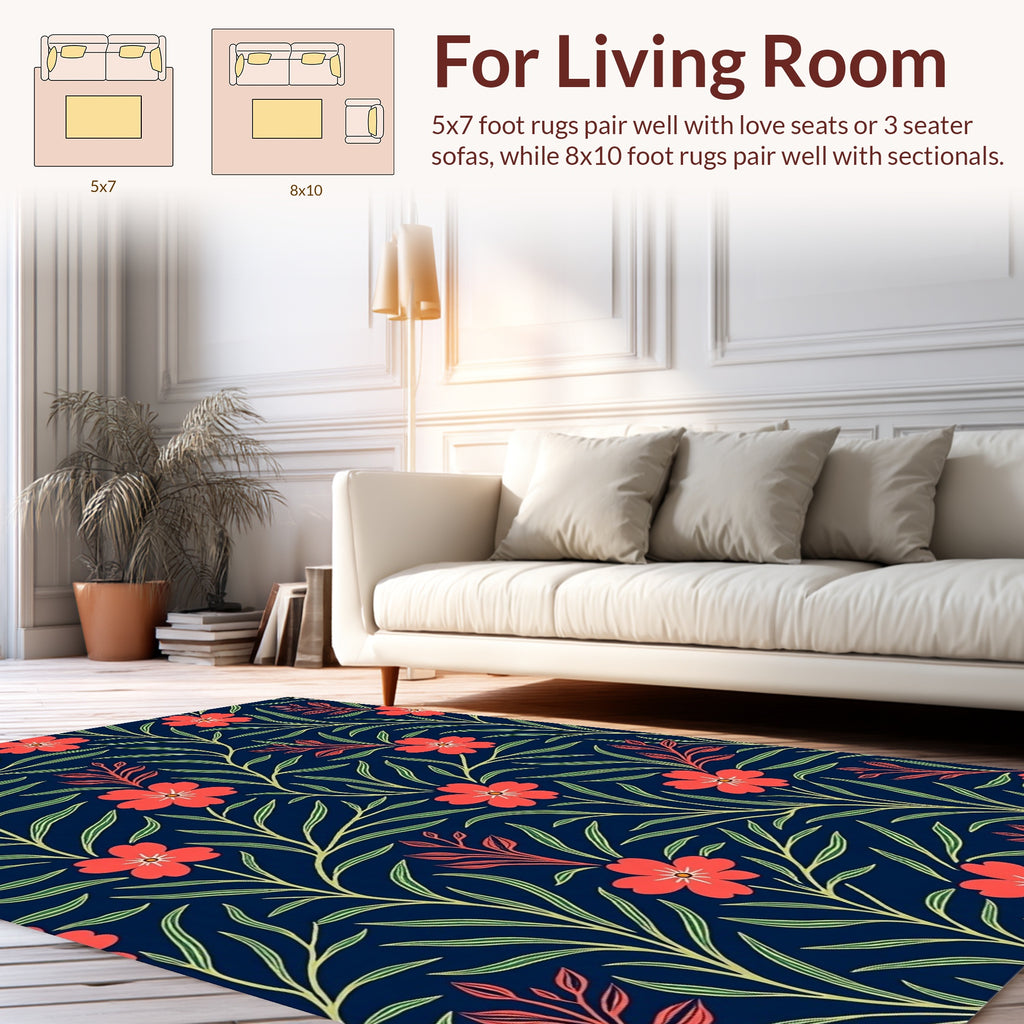 Red Floral Vine Pattern Rug