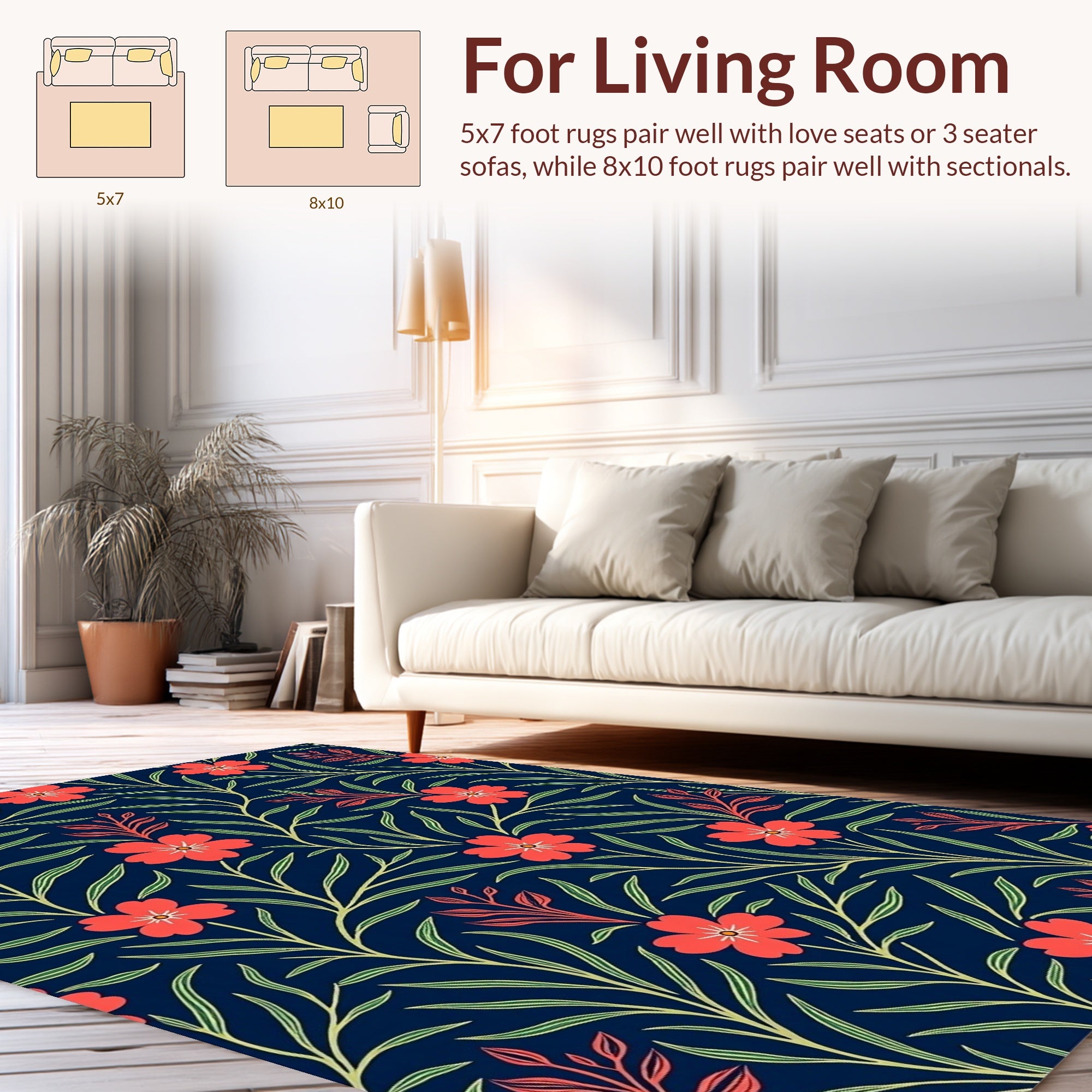 Red Floral Vine Pattern Rug