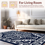 Dark Navy And White Celtic Pattern Rug