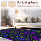 Ornate Purple Blue Floral Vines Rug