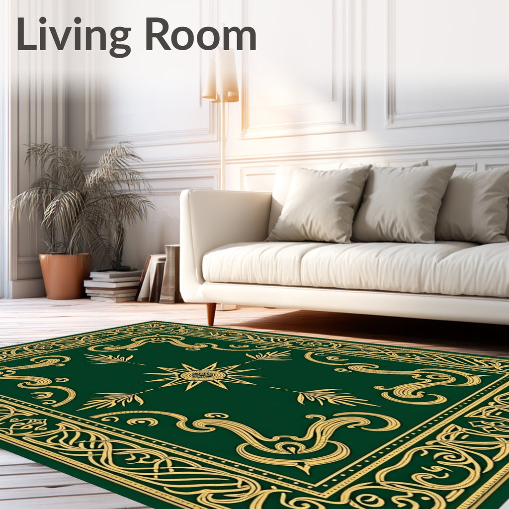 Emerald Green Golden Celtic Knot Rug