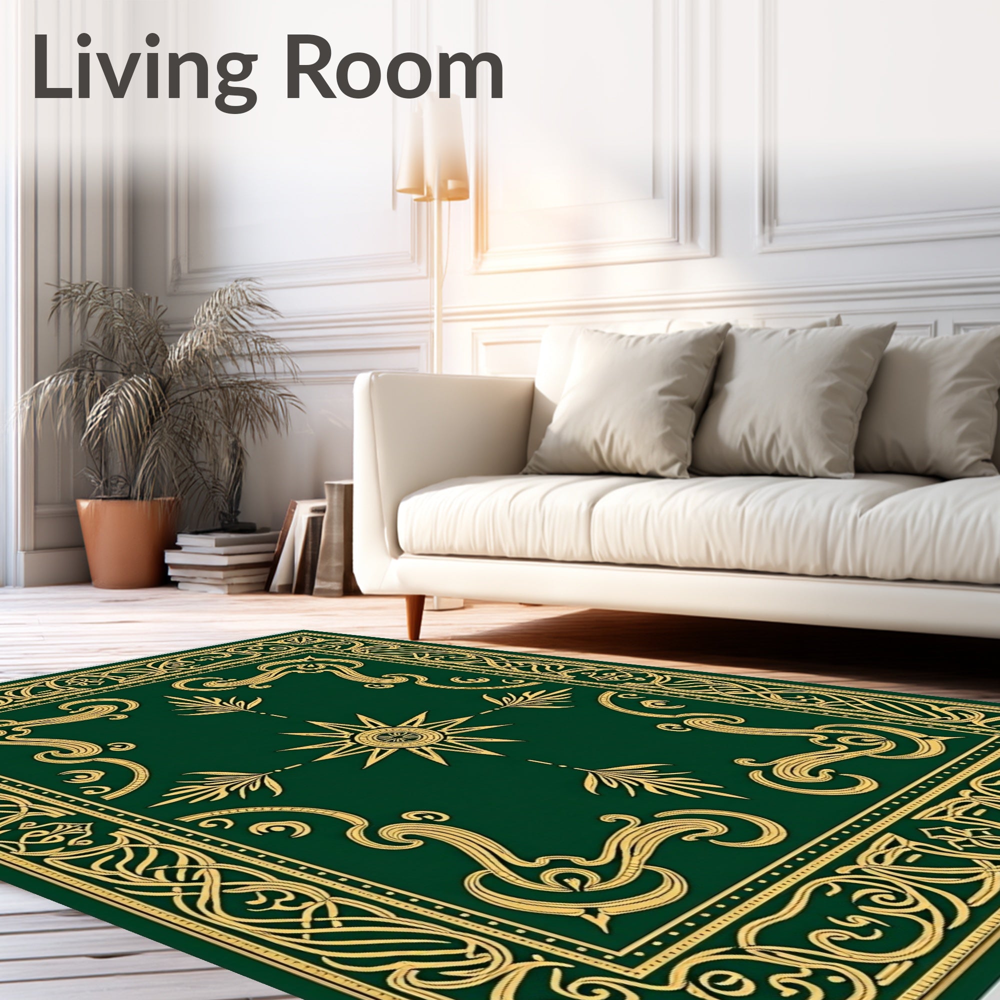 Emerald Green Golden Celtic Knot Rug