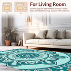 Mandala Patterned Aqua Teal Rug