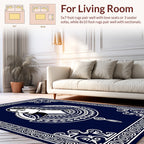 Elegant Woman With Geometric Pattern Border Rug