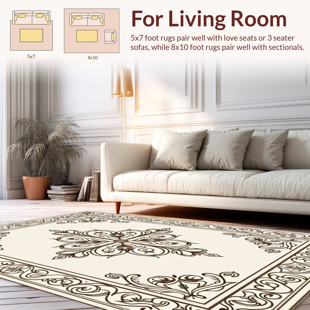 Classic Floral Scrollwork Motif Rug