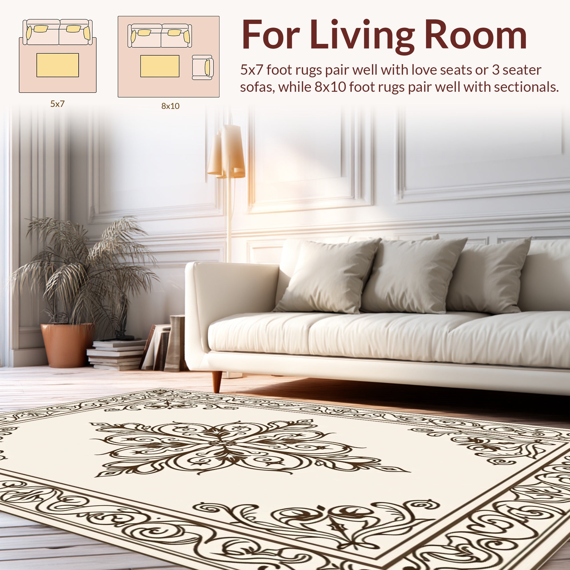 Classic Floral Scrollwork Motif Rug