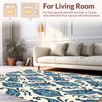 Damask Blue Floral Classic Pattern Rug