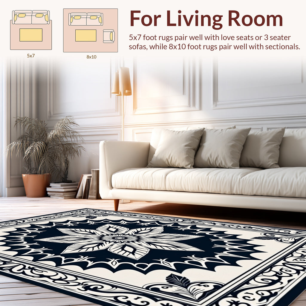 Elegant Floral Mandala Lace Design Rug