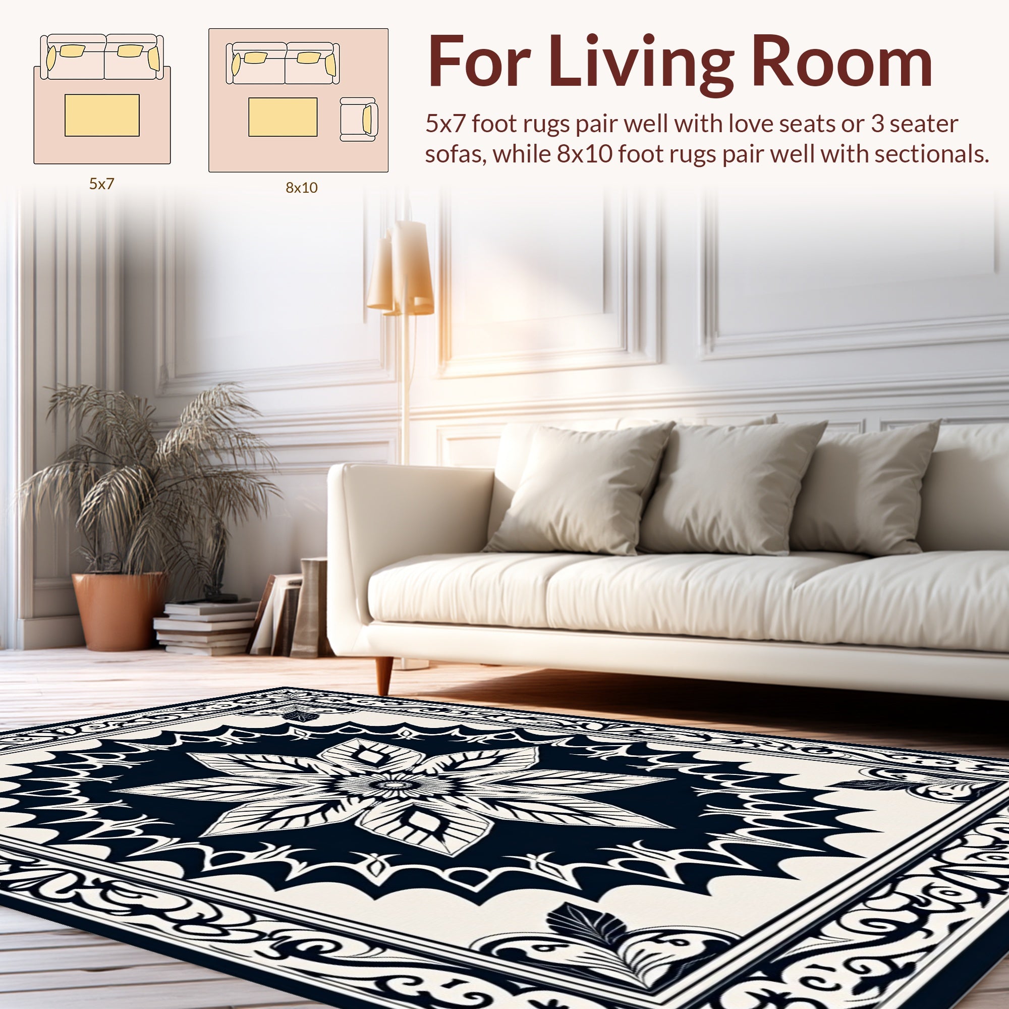 Elegant Floral Mandala Lace Design Rug