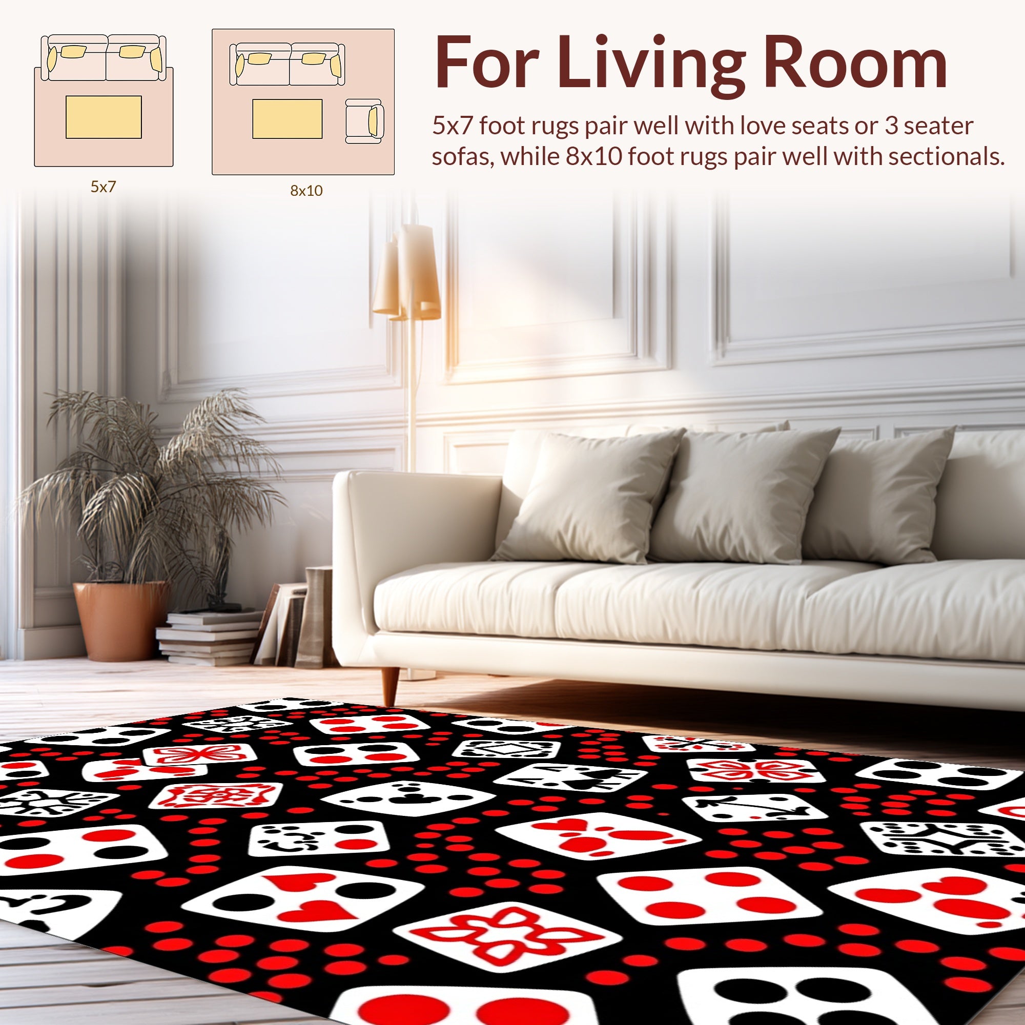 Red White Dice Pattern Design Rug