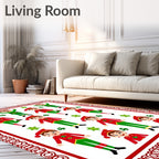 Festive Red Green Elf Repeating Pattern Rug