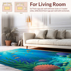 Oceanic Scene 5 Fish Coral Design Rug